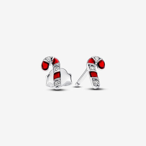 PANDORA : Sparkling Red Candy Cane Stud Earrings - PANDORA : Sparkling Red Candy Cane Stud Earrings