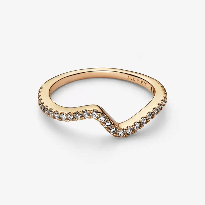 PANDORA : Sparkling Wave Ring - Gold Plated -