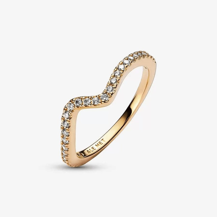 PANDORA : Sparkling Wave Ring - Gold Plated -