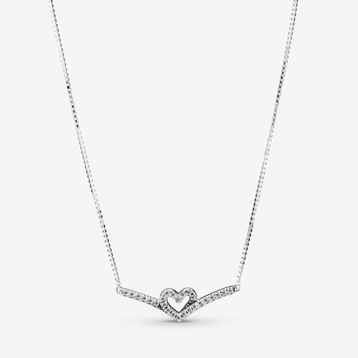 PANDORA : Sparkling Wishbone Heart Collier Necklace -