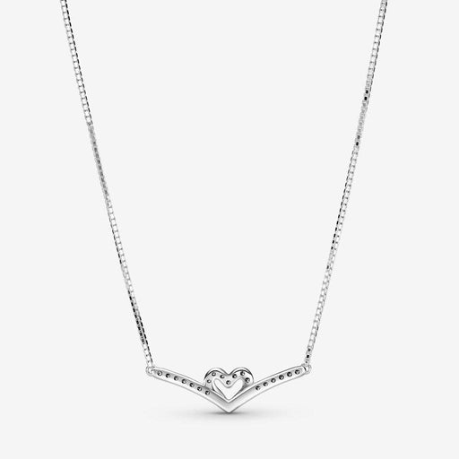 PANDORA : Sparkling Wishbone Heart Collier Necklace -