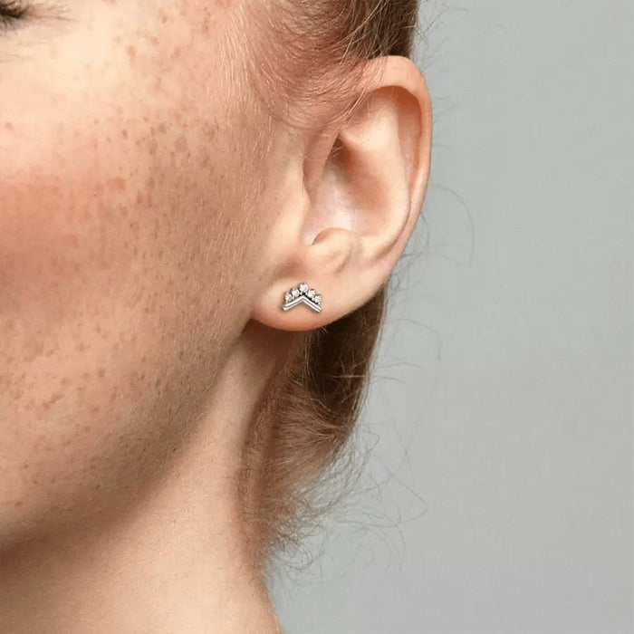 PANDORA : Tiara Wishbone Stud Earrings -