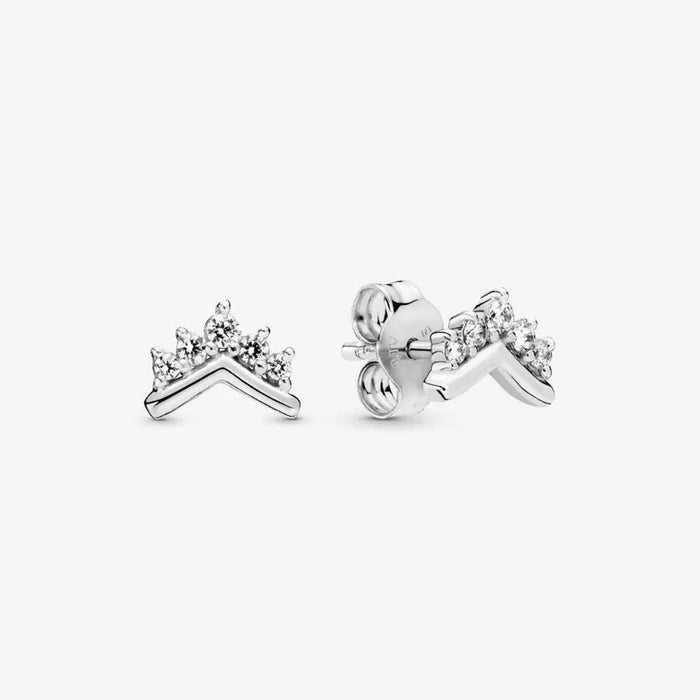 Fairy Tale Tiara Beaded Wishbone Stacking Ring Set, Sterling silver
