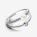 PANDORA : Treated Freshwater Cultured Pearl & Pavé Double Band Ring - Sterling Silver - PANDORA : Treated Freshwater Cultured Pearl & Pavé Double Band Ring - Sterling Silver
