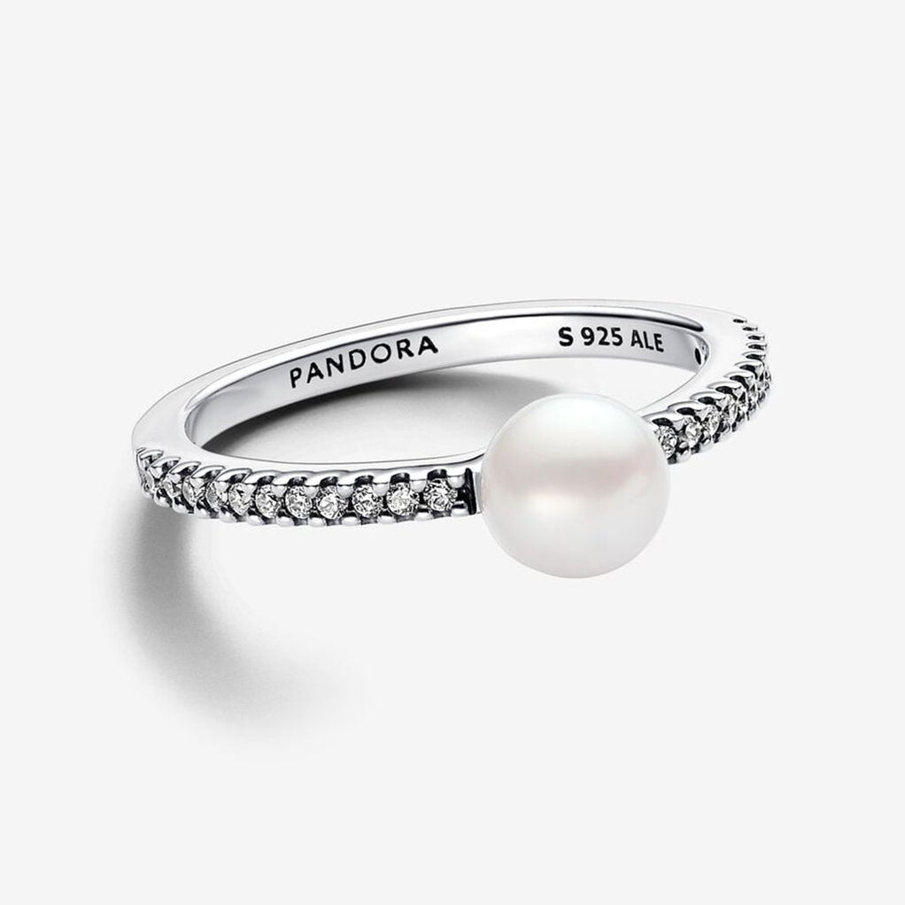 Hallmark Pandora Rings PANDORA : Treated Freshwater Cultured Pearl & Pavé Ring - Sterling Sil ...