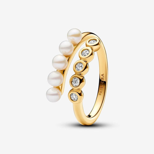 PANDORA : Treated Freshwater Cultured Pearls & Stones Open Ring - Gold - PANDORA : Treated Freshwater Cultured Pearls & Stones Open Ring - Gold