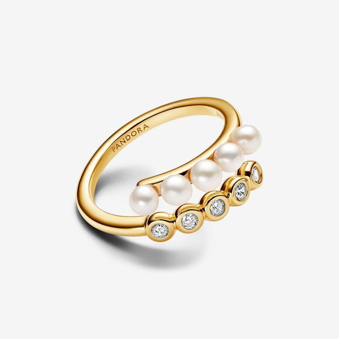 PANDORA : Treated Freshwater Cultured Pearls & Stones Open Ring - Gold - PANDORA : Treated Freshwater Cultured Pearls & Stones Open Ring - Gold