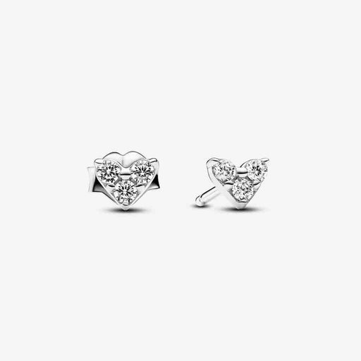 PANDORA : Triple Stone Heart Stud Earrings - PANDORA : Triple Stone Heart Stud Earrings