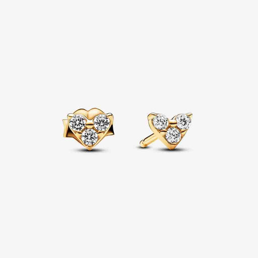 PANDORA : Triple Stone Heart Stud Earrings - PANDORA : Triple Stone Heart Stud Earrings