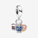 PANDORA : Two-Tone Rainbow Heart, Butterfly & Peace Triple Dangle Charm -