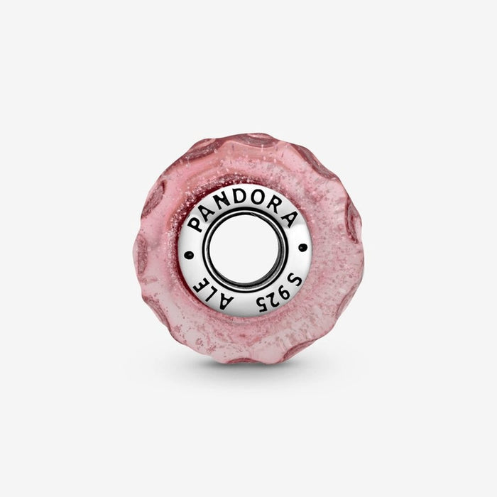 PANDORA : Wavy Fancy Pink Murano Glass Charm -