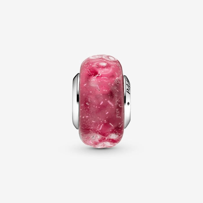 PANDORA : Wavy Fancy Pink Murano Glass Charm -