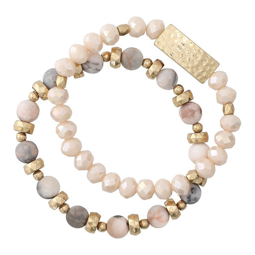 Periwinkle by Barlow : Beaded Bracelet With Gold Bar - Periwinkle by Barlow : Beaded Bracelet With Gold Bar