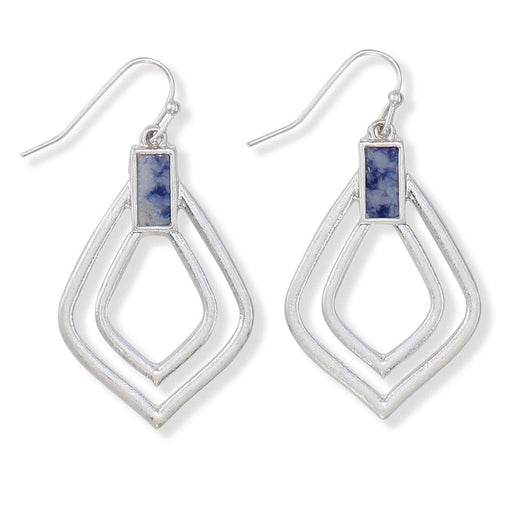 Periwinkle by Barlow : Blue Sodalite Accent Silver Teardrops Earrings - Periwinkle by Barlow : Blue Sodalite Accent Silver Teardrops Earrings
