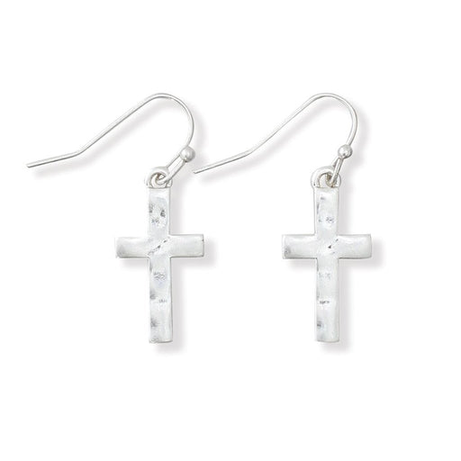 Periwinkle by Barlow : Hammered Matte Silver Crosses Earrings - Periwinkle by Barlow : Hammered Matte Silver Crosses Earrings