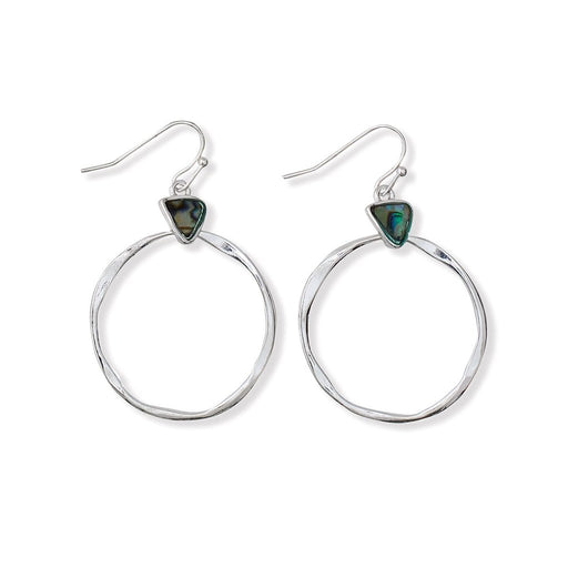 Periwinkle by Barlow : Hammered Silver With Abalone Earrings - Periwinkle by Barlow : Hammered Silver With Abalone Earrings
