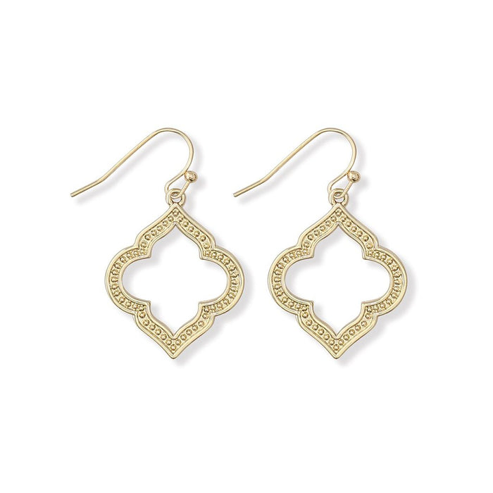 Periwinkle by Barlow : Ornate Open Gold Drops Earrings - Periwinkle by Barlow : Ornate Open Gold Drops Earrings