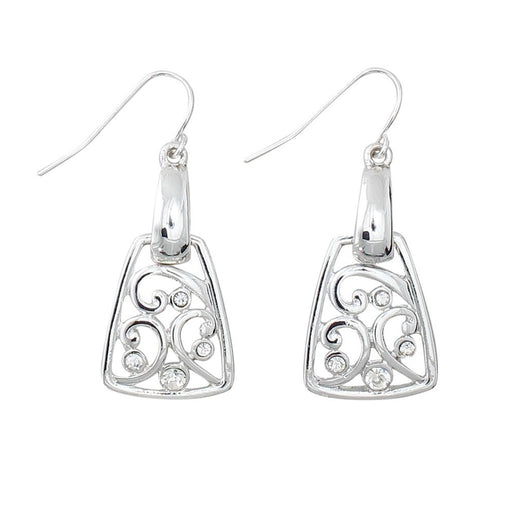 Periwinkle by Barlow : Silver Filigree With Crystals Accents Earrings - Periwinkle by Barlow : Silver Filigree With Crystals Accents Earrings