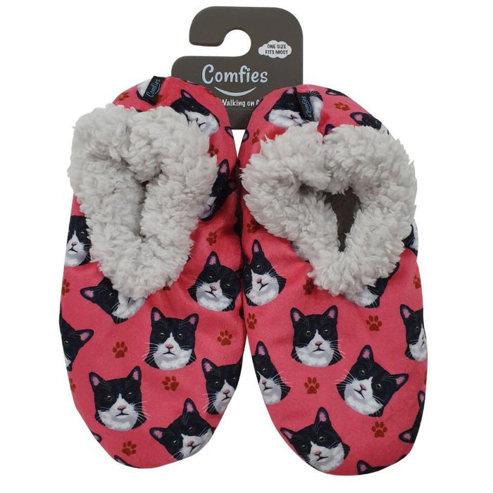 Pet Lover Slippers - Black And White Cat - Pet Lover Slippers - Black And White Cat - Annies Hallmark and Gretchens Hallmark, Sister Stores