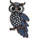 Rain : Bronze Blue Crystal Owl Pin -