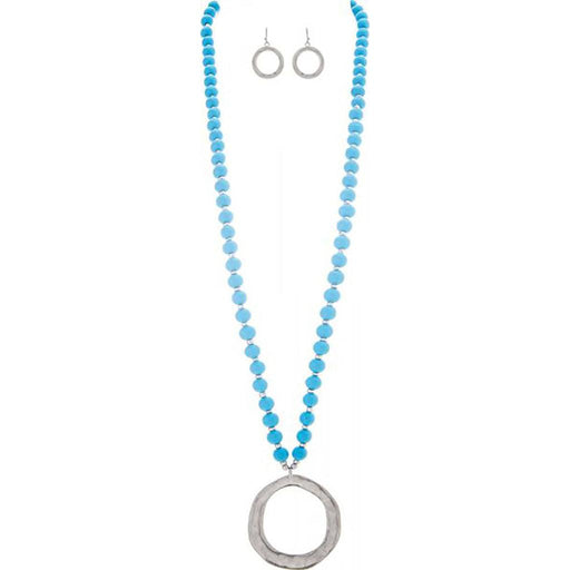 Rain : Circle Turquoise Beads Necklace Set -