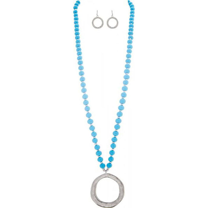 Rain : Circle Turquoise Beads Necklace Set -