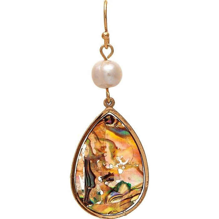 Rain : Gold Abalone Teardrop Pearl Earrings - Rain : Gold Abalone Teardrop Pearl Earrings