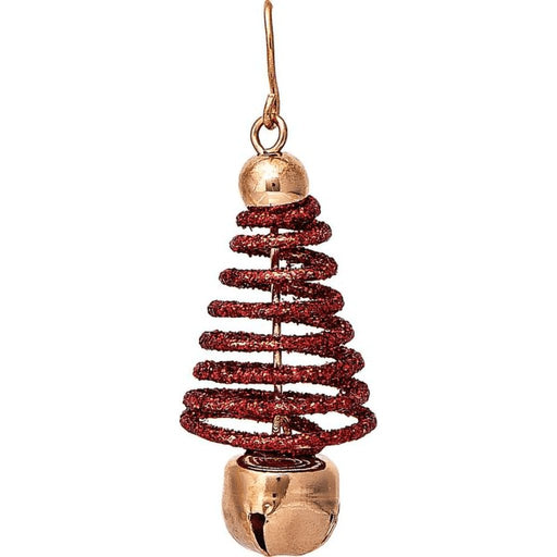Rain : Gold Bell Red Spiral Tree Xmas Earrings - Rain : Gold Bell Red Spiral Tree Xmas Earrings - Annies Hallmark and Gretchens Hallmark, Sister Stores
