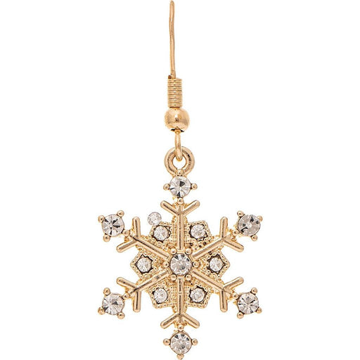 Rain : Gold Crystal Sparkle Snowflake Earrings - Rain : Gold Crystal Sparkle Snowflake Earrings