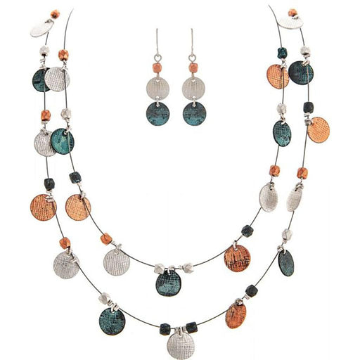 Rain : Patina Multi Charmy Disc Wire Necklace Set - Rain : Patina Multi Charmy Disc Wire Necklace Set - Annies Hallmark and Gretchens Hallmark, Sister Stores