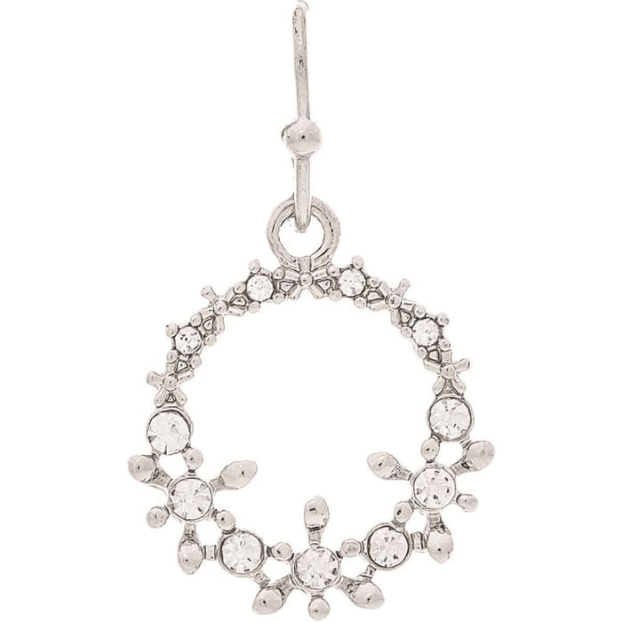 Rain : Silver Crystal Floral Wreath Earrings -