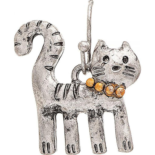 Rain : Silver Funky Engraved Cat Earrings -