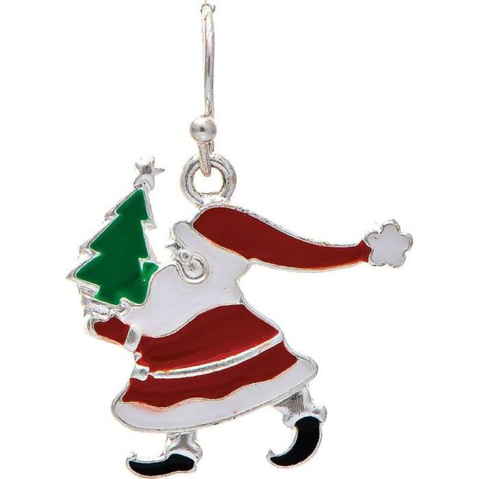 Rain : Silver Giving Tree Santa Earrings - Rain : Silver Giving Tree Santa Earrings