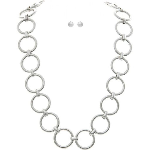 Rain : Silver Linked Rings Necklace Set -