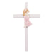 Roman : Hand Painted Glazed White Porcelain Praying Girl Cross -