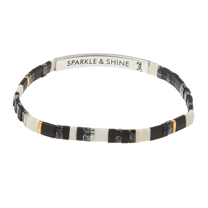 Scout Curated Wears : Good Karma Miyuki Bracelet | Sparkle & Shine - Raven/Silver -