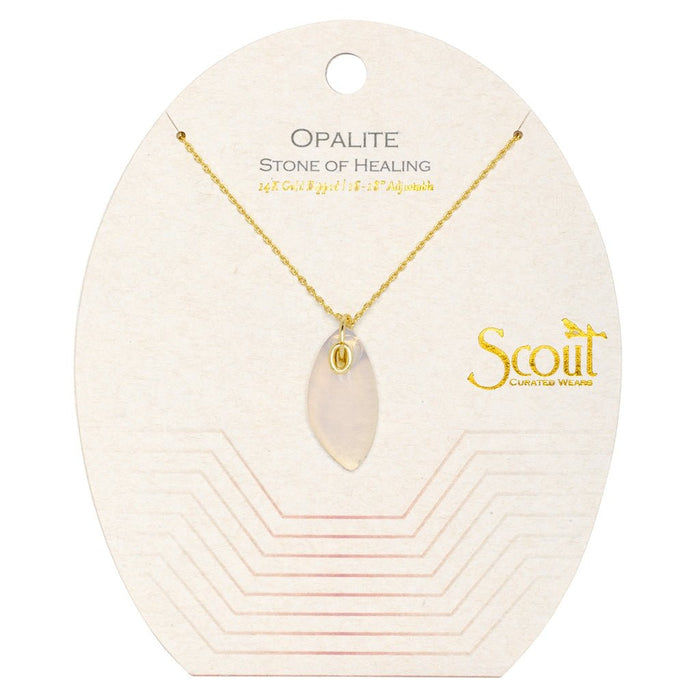 Scout Curated Wears : Organic Stone Necklace Opalite/Gold - Stone of Healing - Scout Curated Wears : Organic Stone Necklace Opalite/Gold - Stone of Healing