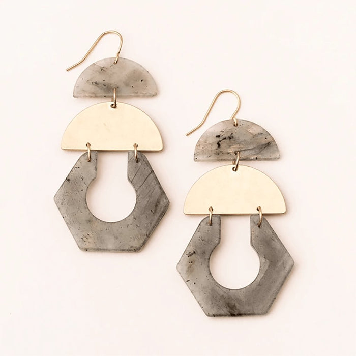 Scout Curated Wears : Stone Cutout Earring - Labradorite/Gold -