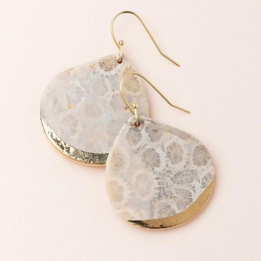 Scout Curated Wears : Stone Dipped Teardrop Earring - Fossil Coral/Gold -