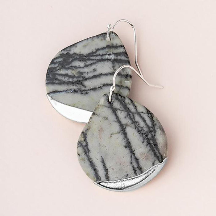 Scout Curated Wears : Stone Dipped Teardrop Earring - Picasso Jasper/Silver -
