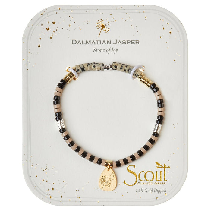 Scout Curated Wears : Stone Intention Charm Bracelet - Dalmatian Jasper/Gold - Scout Curated Wears : Stone Intention Charm Bracelet - Dalmatian Jasper/Gold