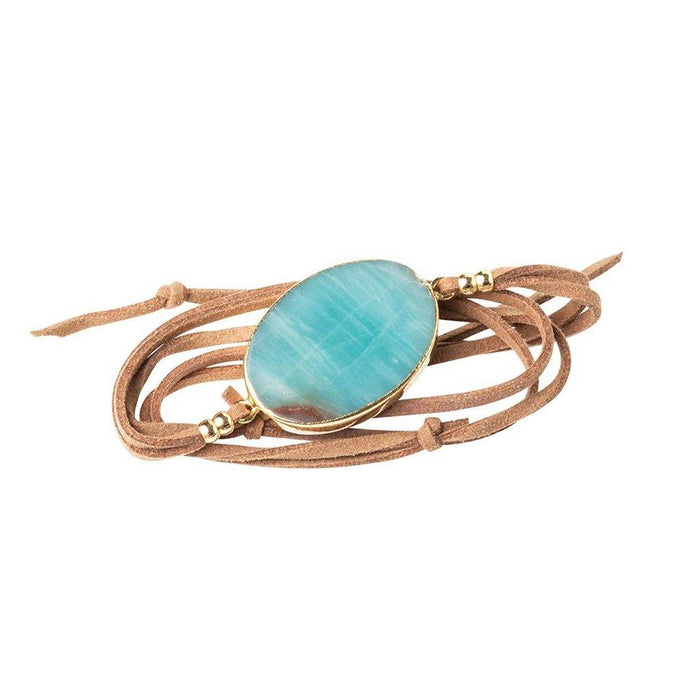 Scout Curated Wears : Suede Stone Wrap - Amazonite Gold Stone of Courage -