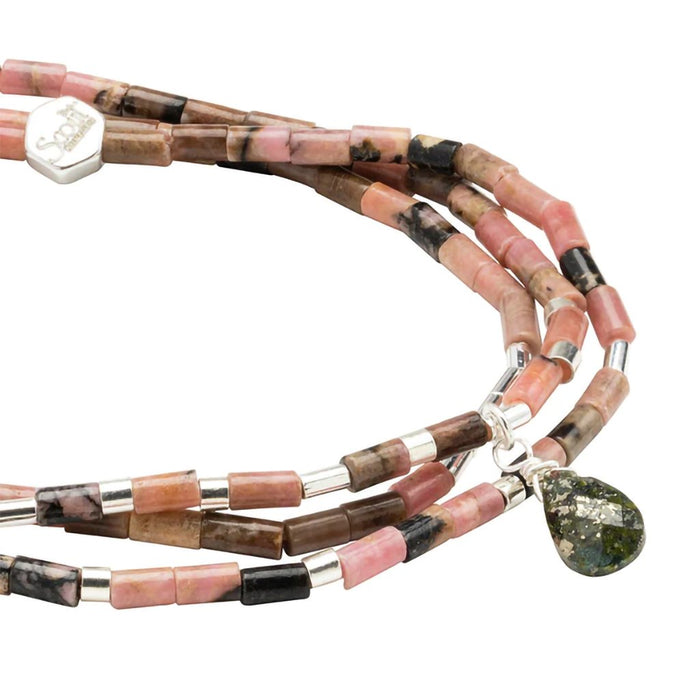 Scout Curated Wears : Teardrop Stone Wrap Rhodonite/Pyrite/Silver - Stone of Healing - Scout Curated Wears : Teardrop Stone Wrap Rhodonite/Pyrite/Silver - Stone of Healing