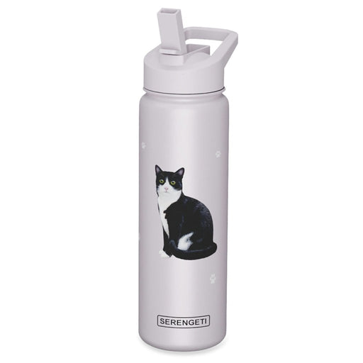 Serengeti Black and White Cat 24 oz Water Bottle - Serengeti Black and White Cat 24 oz Water Bottle