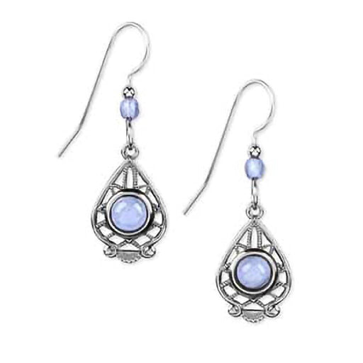 Silver Forest Earrings - Blue Lace Agate Drop -