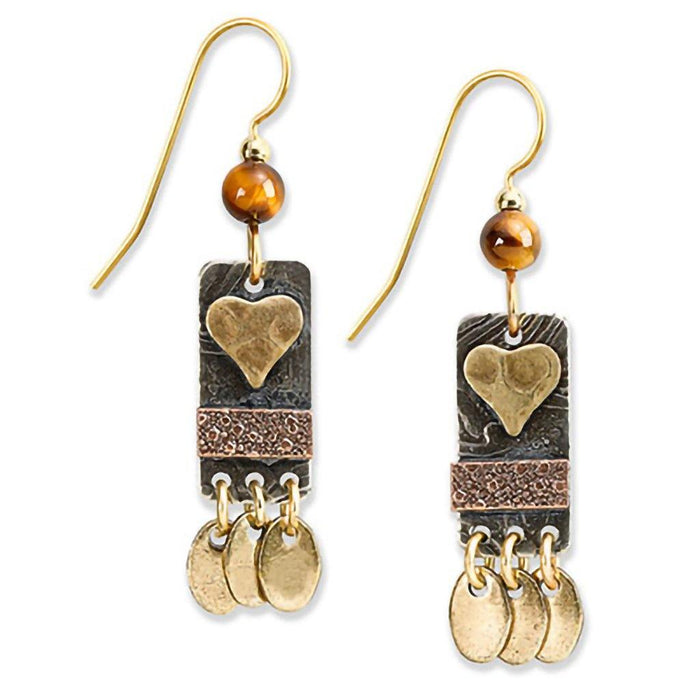 Silver Forest Earrings - Heart on Rectangle Drop Earrings -