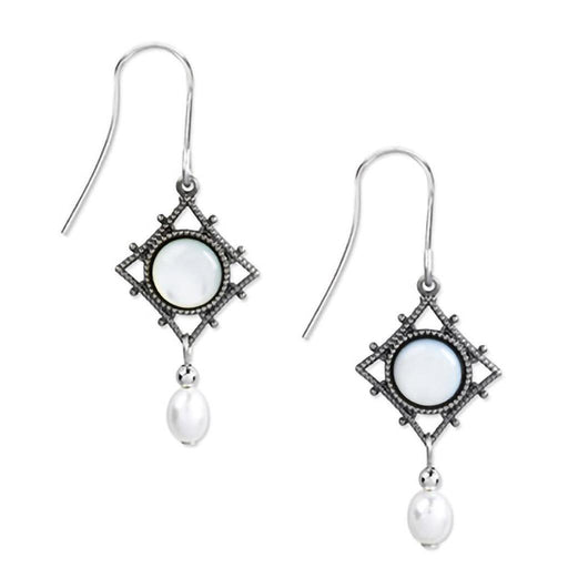 Silver Forest Earrings - Silver Diamond/Pearl Bead Earrings -