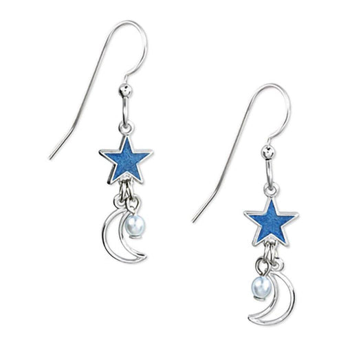 Silver Forest Earrings - Star/Moon Dangle Earrings -