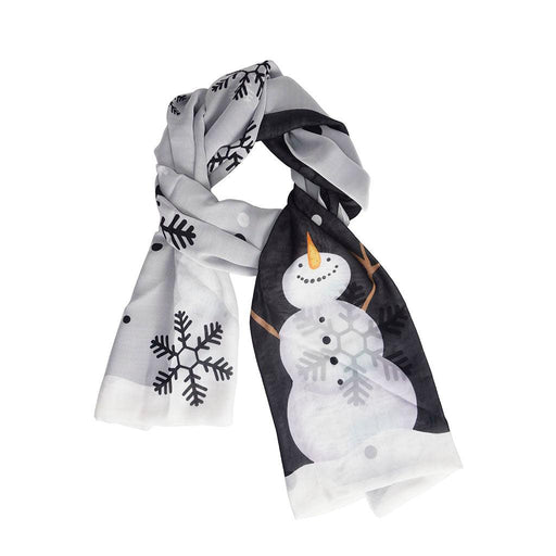 Snowman and Snowflakes Chiffon Scarf - Snowman and Snowflakes Chiffon Scarf - Annies Hallmark and Gretchens Hallmark, Sister Stores