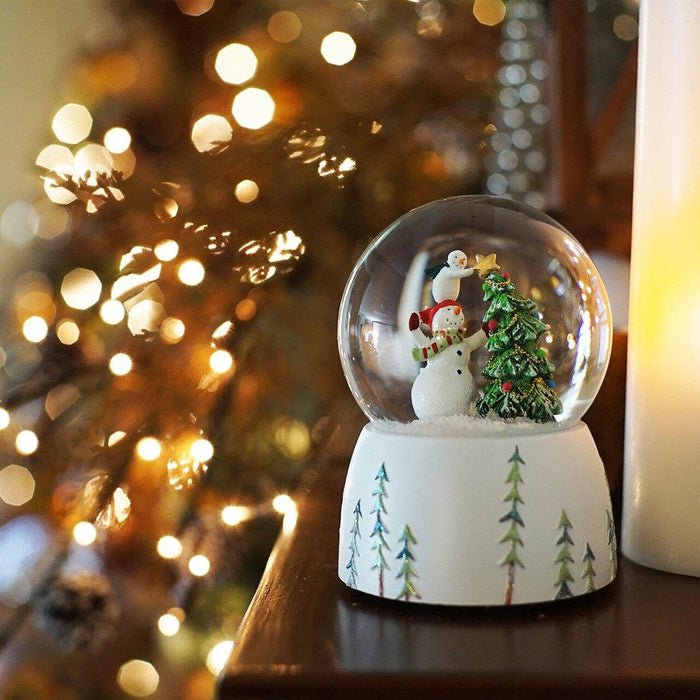 Snowmen Topping the Christmas Tree with a Star Musical Snow Globe, 5.75" - Snowmen Topping the Christmas Tree with a Star Musical Snow Globe, 5.75" - Annies Hallmark and Gretchens Hallmark, Sister Stores